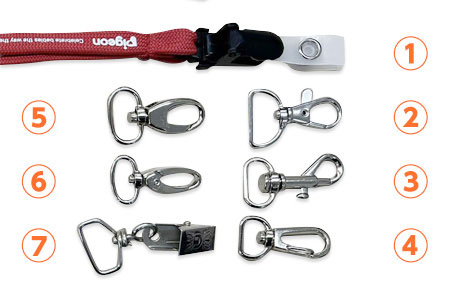 オリジナルネックストラップ用の7個のパーツ画像