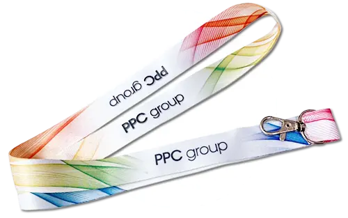 様々なデザインに対応可能なフルカラーネックストラップの参考画像です。