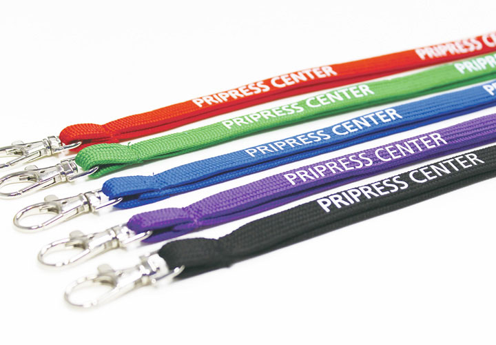 5色の袋織ネックストラップの参考画像です。